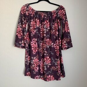 ASOS Dress Size 2 floral purple off the shoulder bell sleeve dress